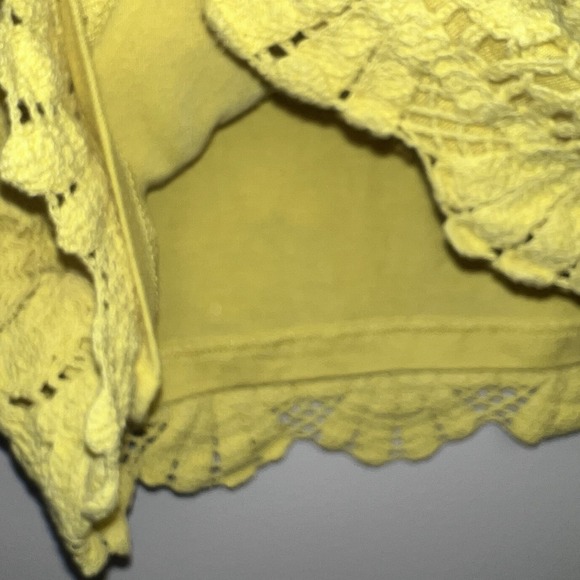 V Christina Floral Crochet Top Sz Small Yellow Bright Spring Delicate Boho Chic - Picture 8 of 11